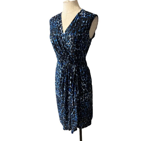 Michael Kors Dress M Medium 6 8 10 Blue Black White Stretch Sleeveless Washable - Picture 2 of 6